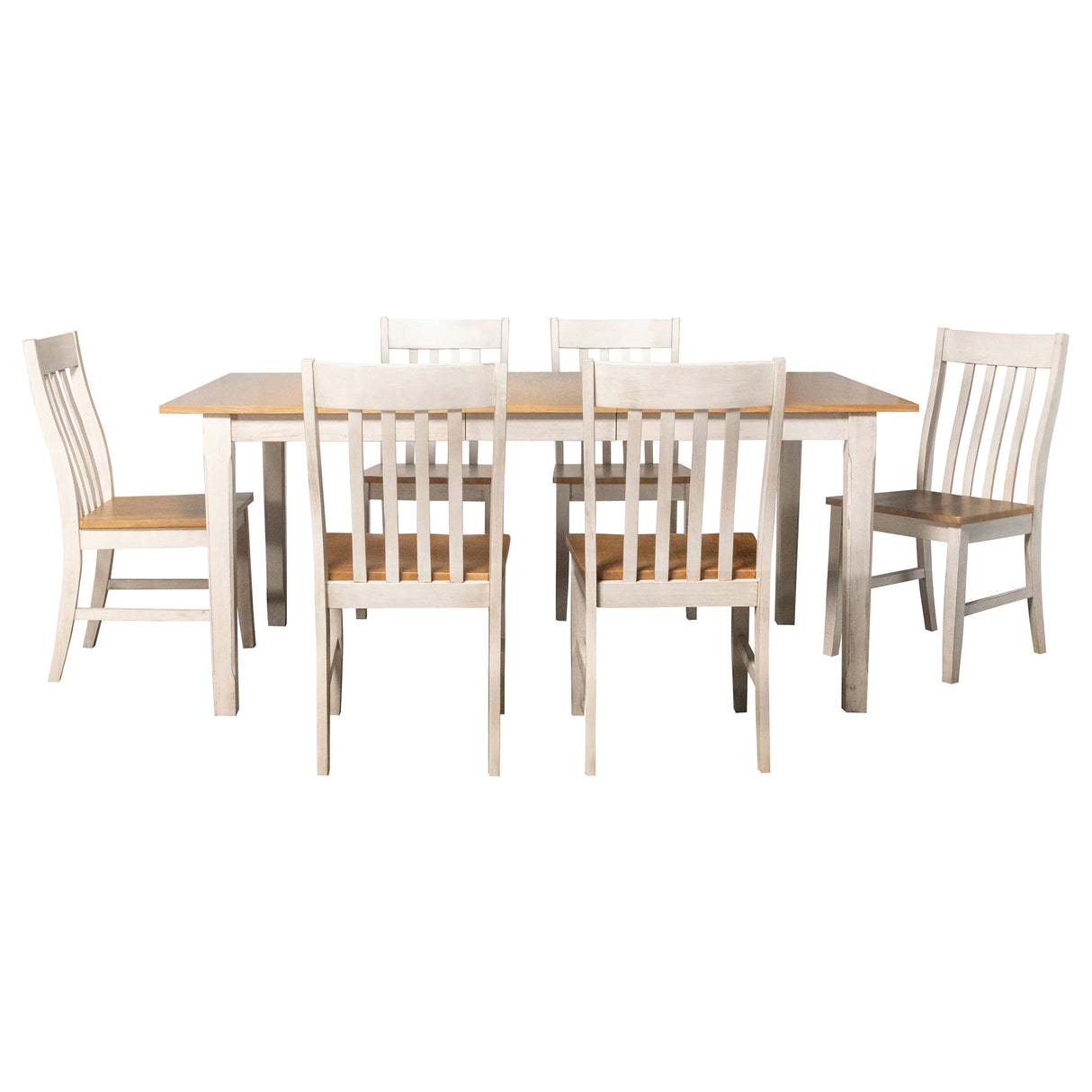 Kirby Rustic Off White 7-Piece Rectangular Dining Table Set