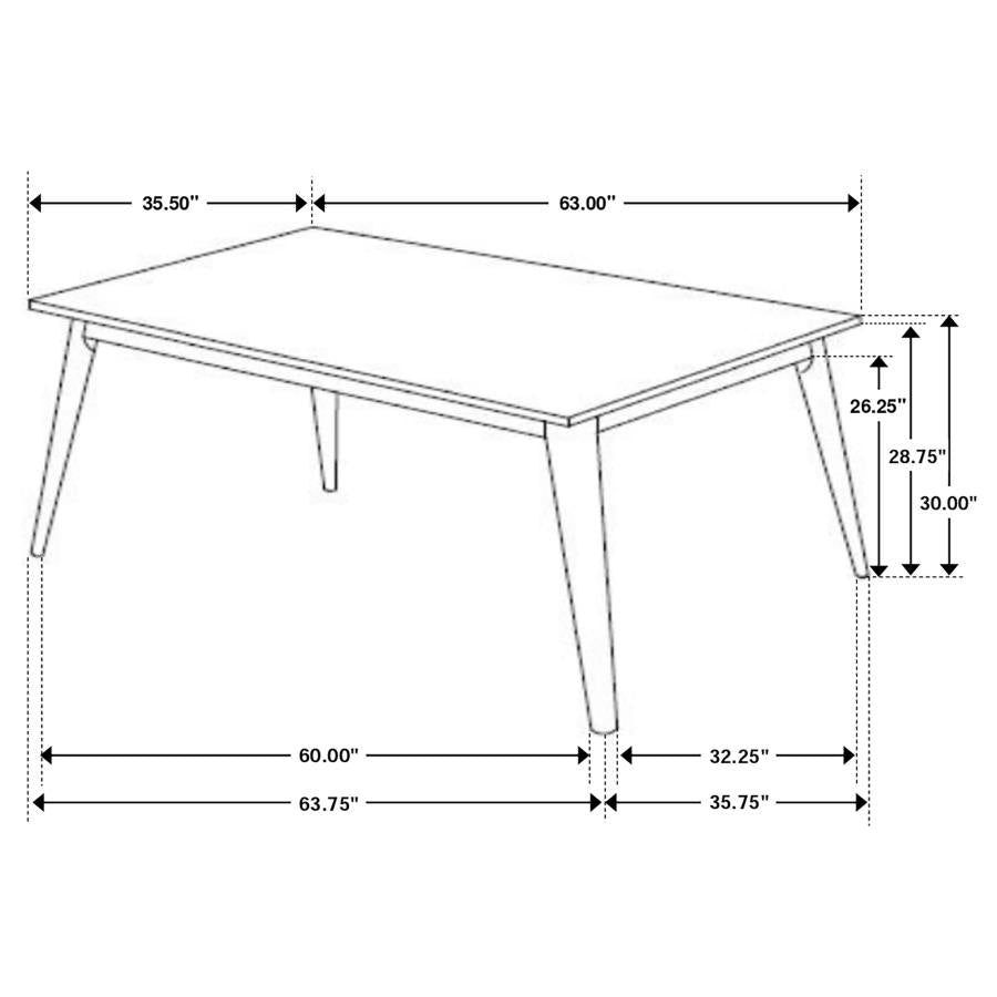 Everett Natural Walnut 5-Piece Rectangular Dining Table Set