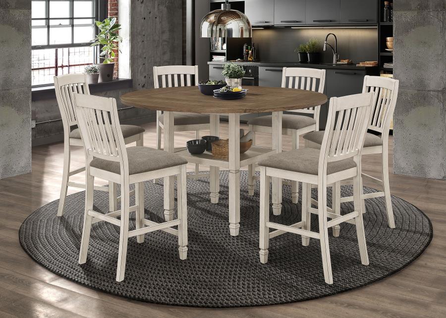 Sarasota Rustic Cream 7-Piece Drop Leaf Counter Dining Set