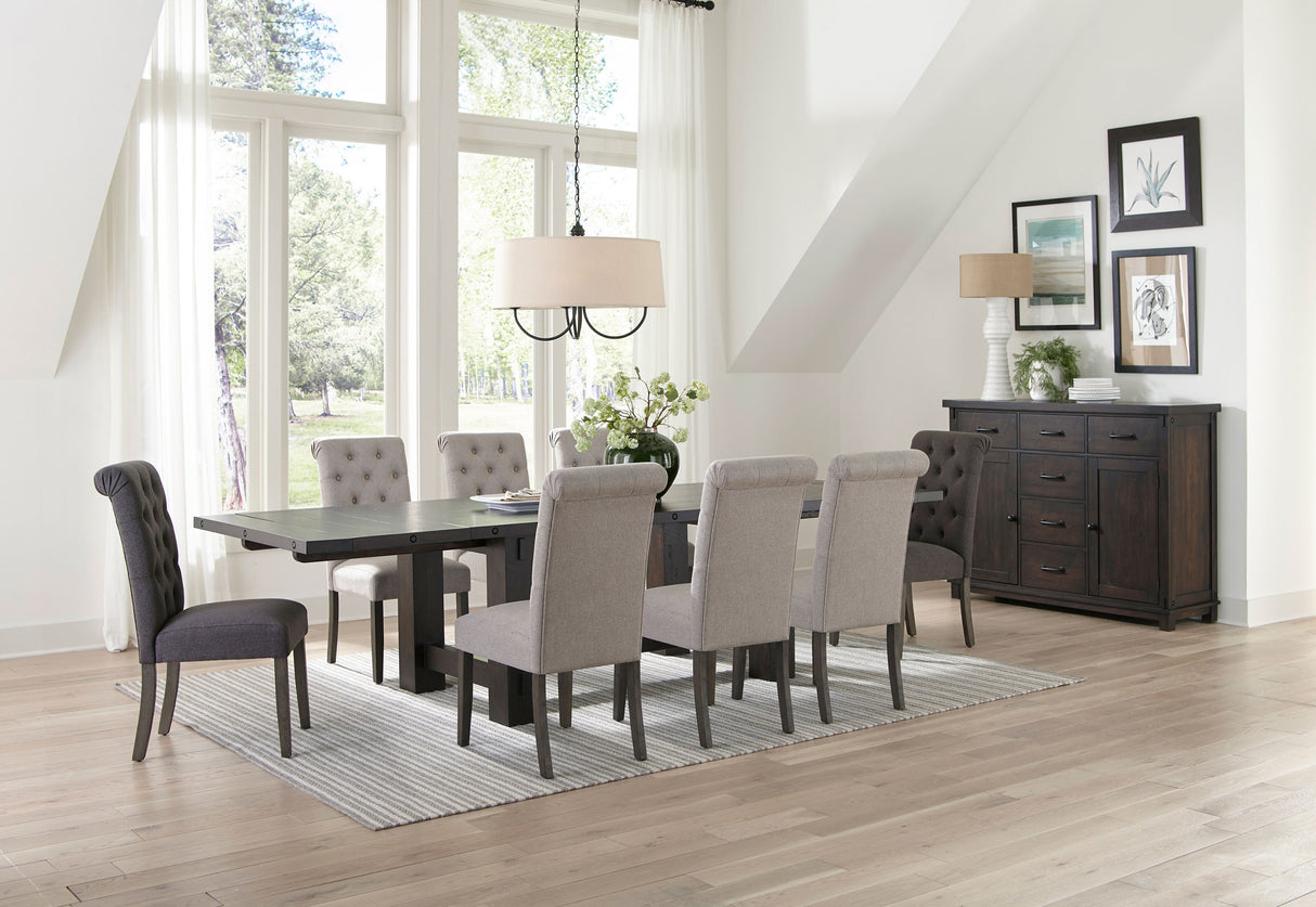 Calandra Beige & Grey 9-Piece Extension Leaf Dining Set