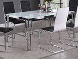 Pauline Chrome Rectangular 64-Inch Glass Top Dining Table