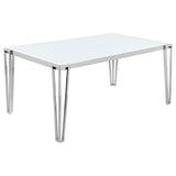 Pauline Chrome Rectangular 64-Inch Glass Top Dining Table