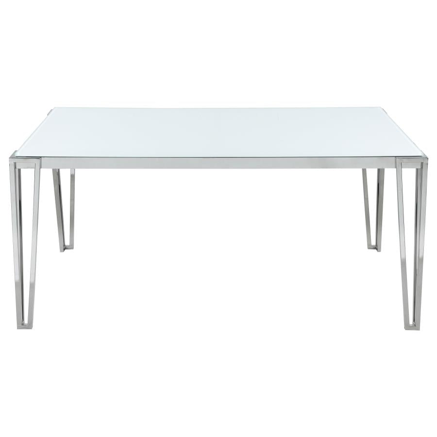 Pauline Chrome Rectangular 64-Inch Glass Top Dining Table