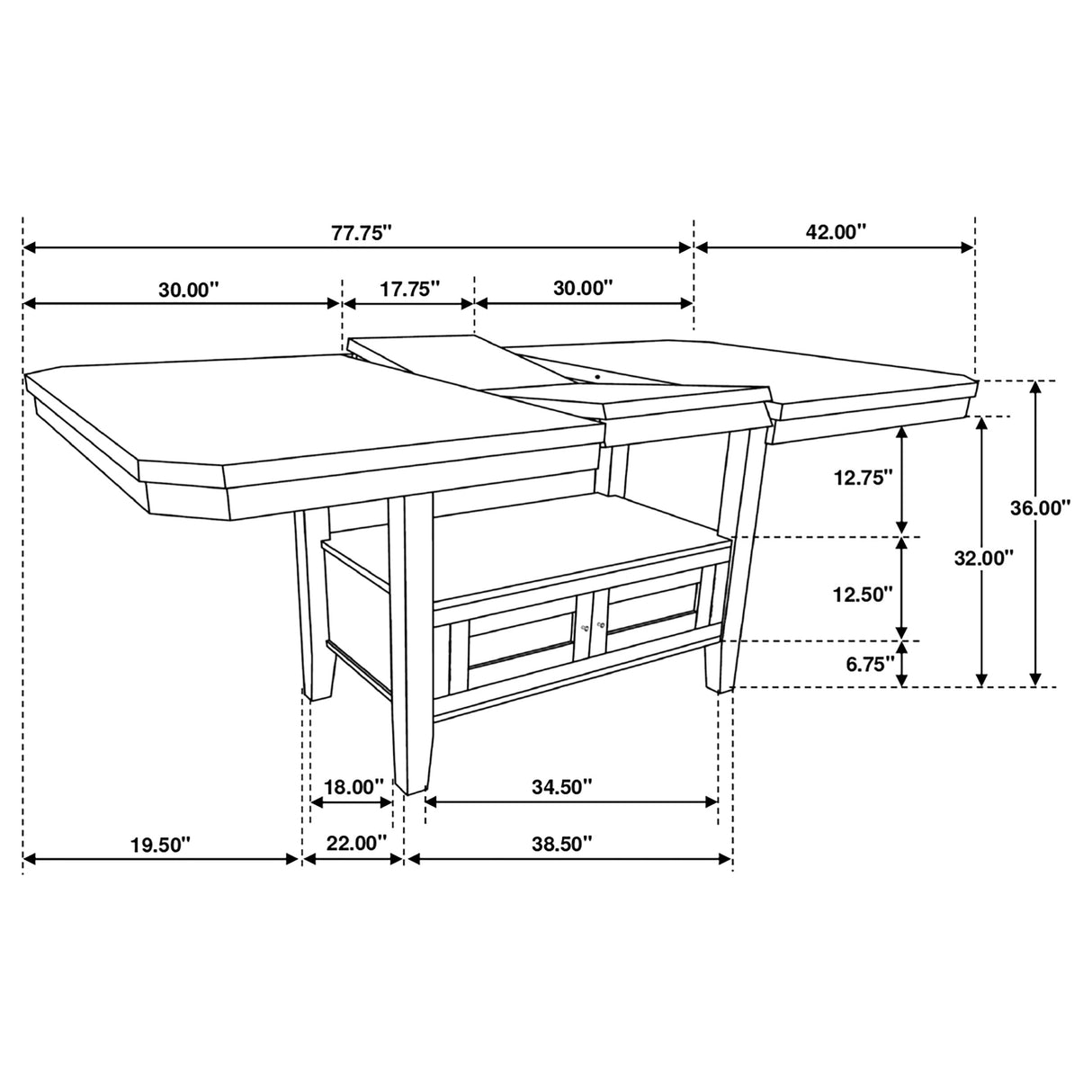 Prentiss Cappuccino 78-Inch Extension Counter Dining Table