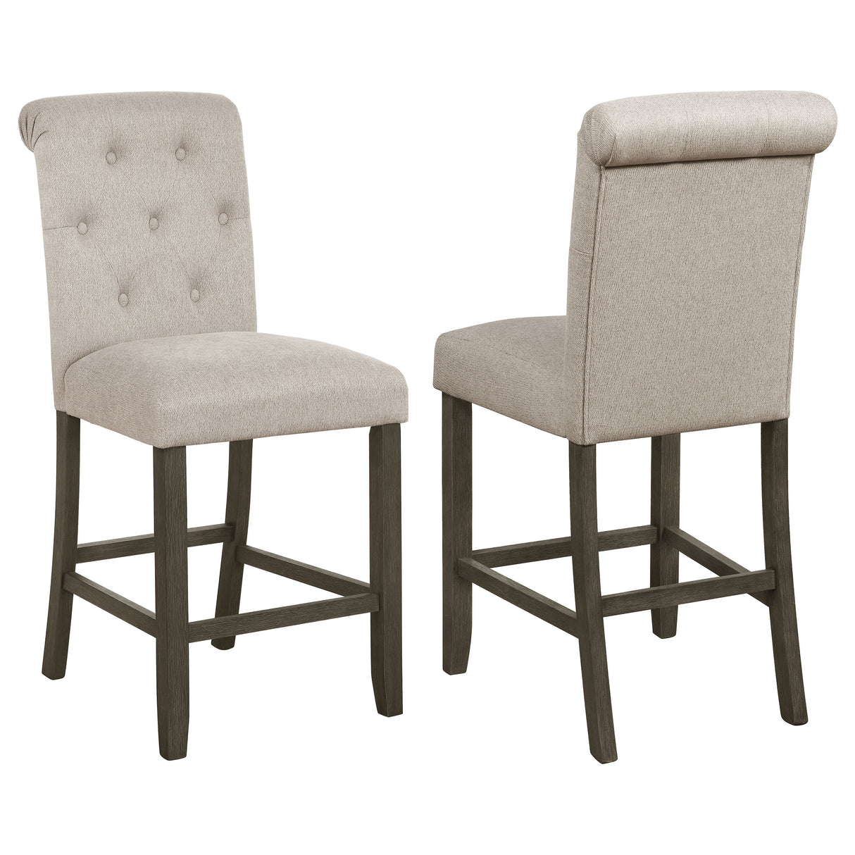 Balboa Tufted Back Counter Height Stools Beige And Rustic Brown (Set Of 2)