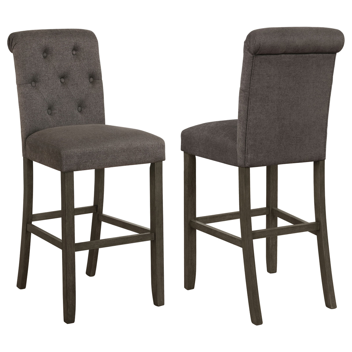 Balboa Tufted Back Bar Stools Grey And Rustic Brown (Set Of 2)