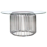 Veena Chrome Round 60-Inch Glass Top Metal Dining Table