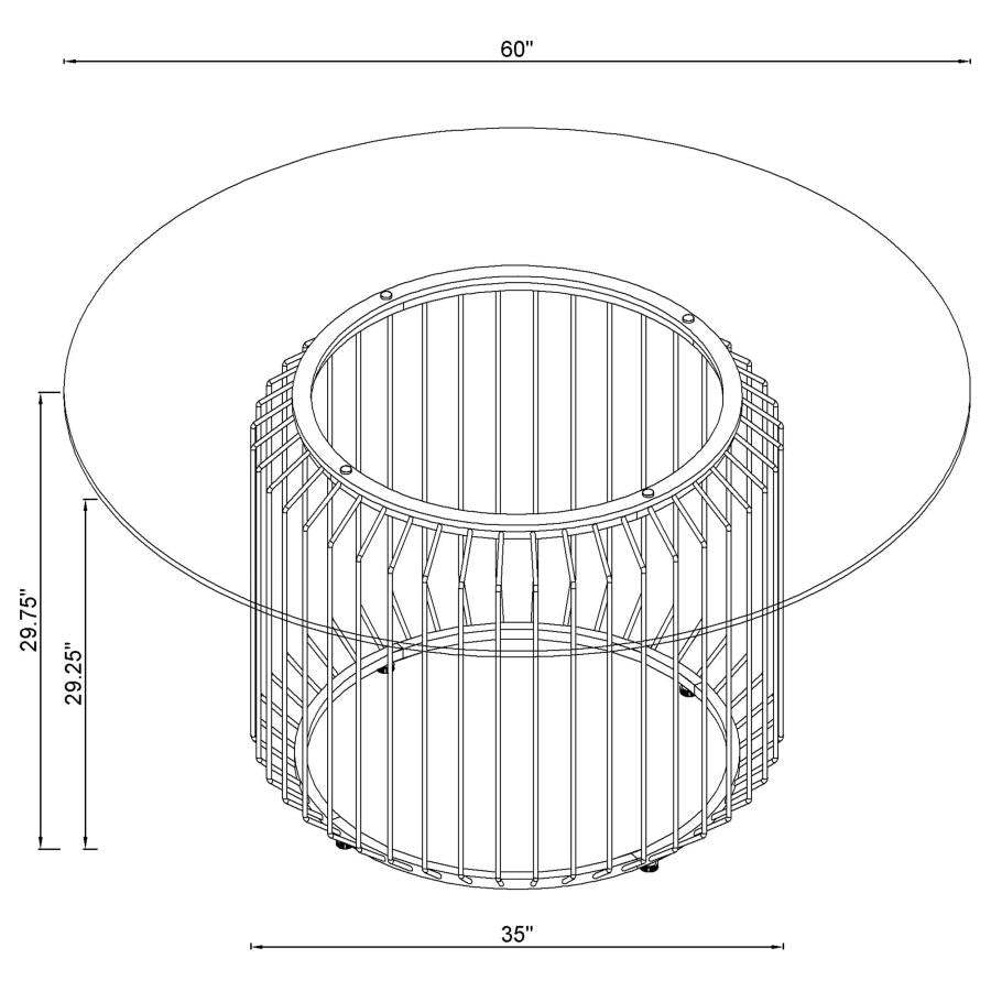Veena Chrome Round 60-Inch Glass Top Metal Dining Table