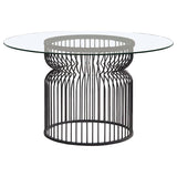 Granvia Gunmetal Round 54-Inch Glass Top Metal Dining Table