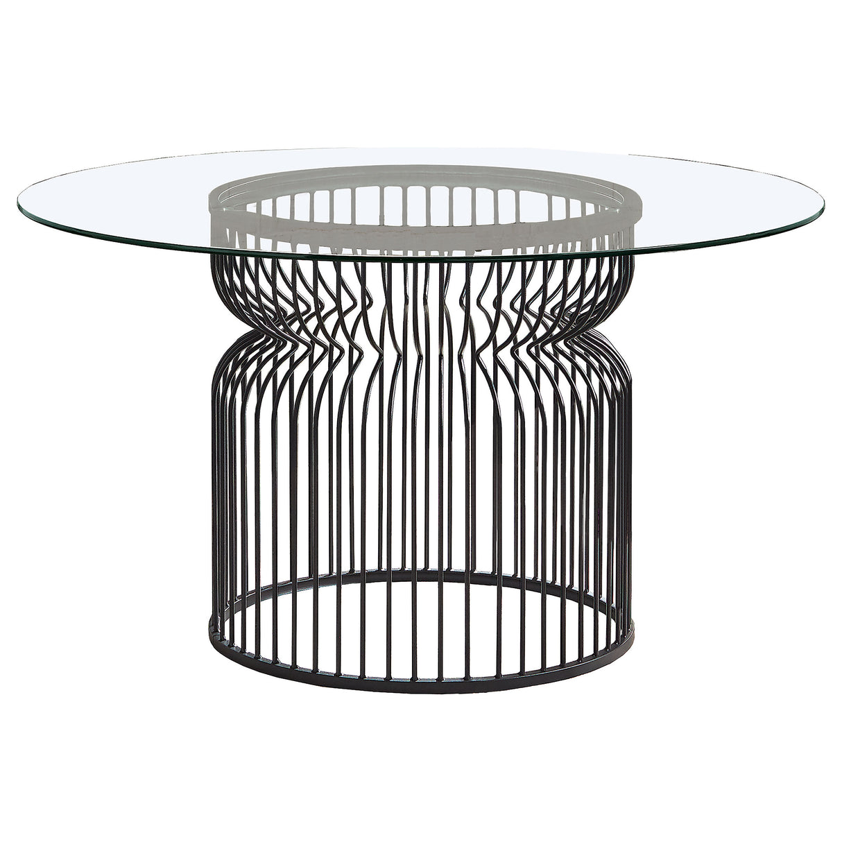 Granvia Gunmetal Round 54-Inch Glass Top Metal Dining Table