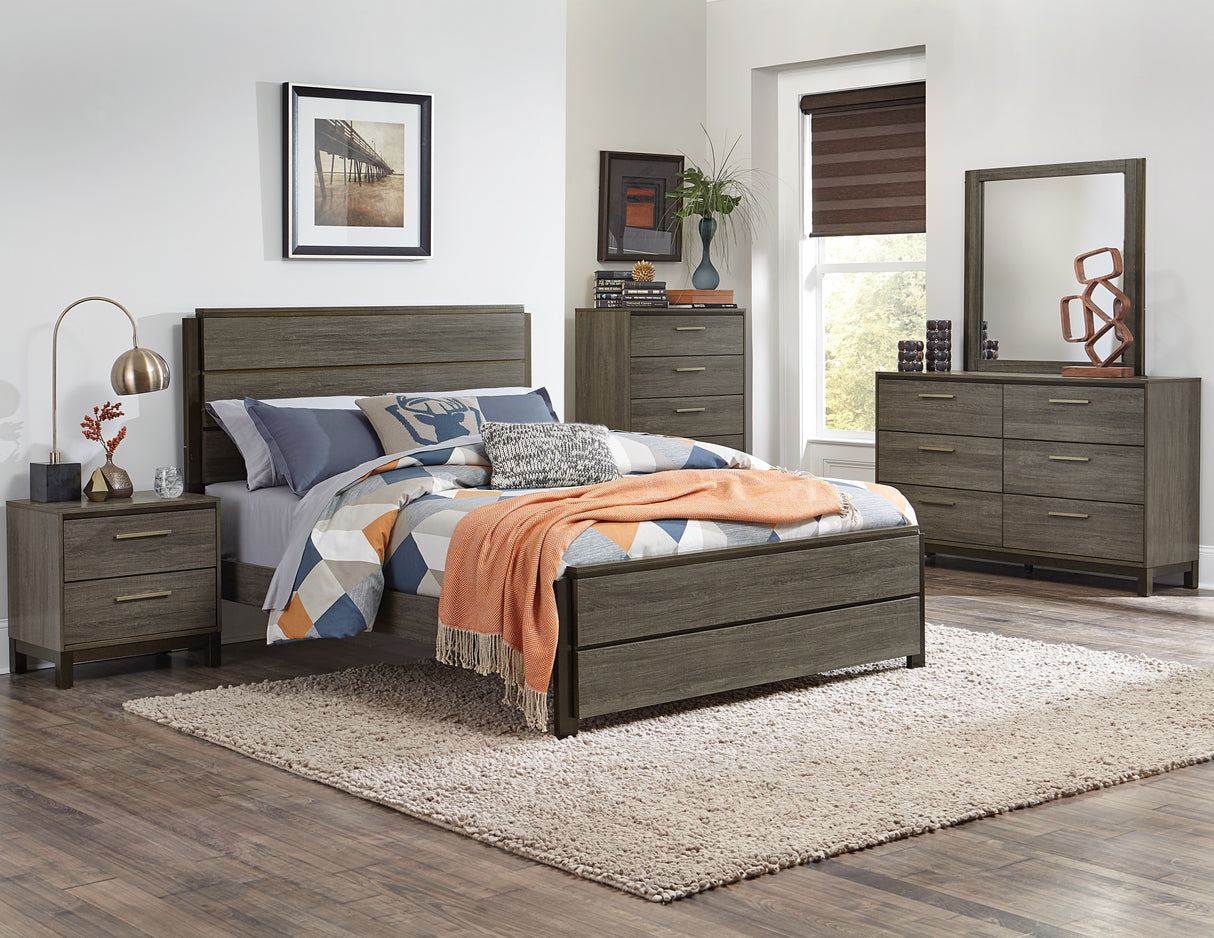 Vestavia Antique Gray And Dark Brown Eastern King Bed