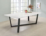 Mayer Faux White Marble Rectangular 87-Inch Dining Table