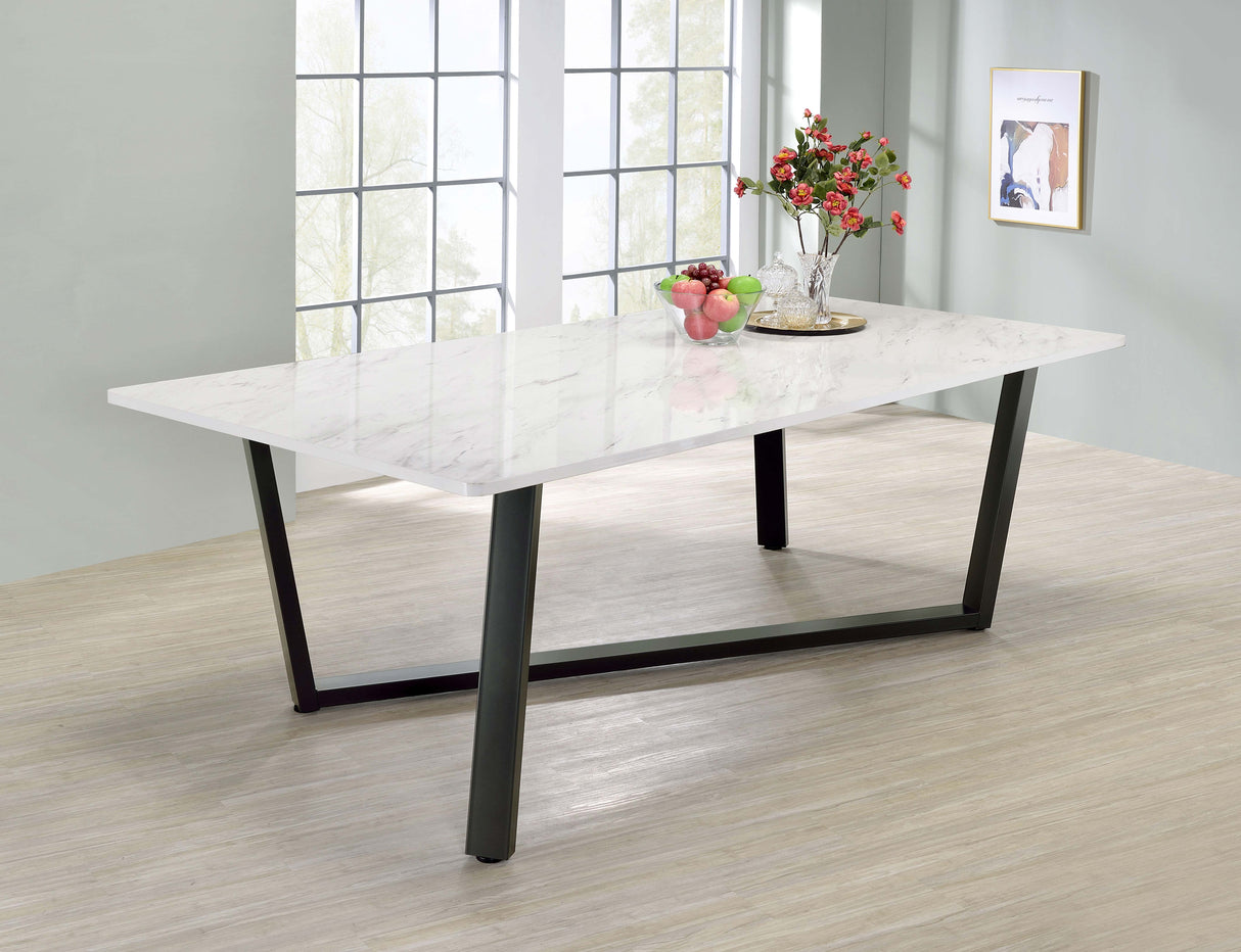 Mayer Faux White Marble Rectangular 87-Inch Dining Table