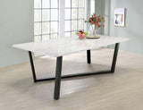 Mayer Faux White Marble Rectangular 87-Inch Dining Table