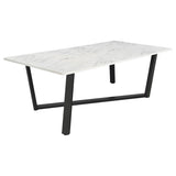 Mayer Faux White Marble Rectangular 87-Inch Dining Table