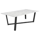 Mayer Faux White Marble Rectangular 87-Inch Dining Table