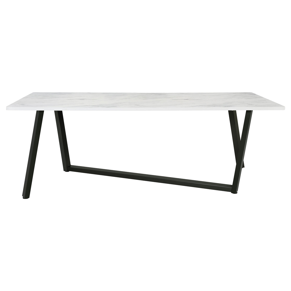 Mayer Faux White Marble Rectangular 87-Inch Dining Table