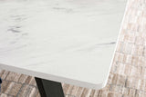 Mayer Faux White Marble Rectangular 87-Inch Dining Table