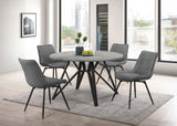 Neil Gunmetal 5-Piece Round Dining Table Set Concrete