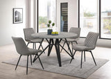 Neil Gunmetal 5-Piece Round Dining Table Set Concrete