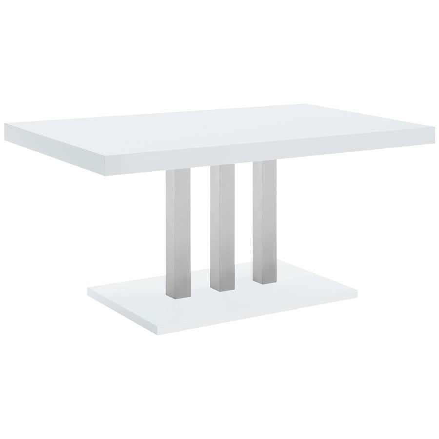 Brooklyn White High Gloss Rectangular 63-Inch Dining Table