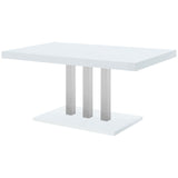 Brooklyn White High Gloss Rectangular 63-Inch Dining Table