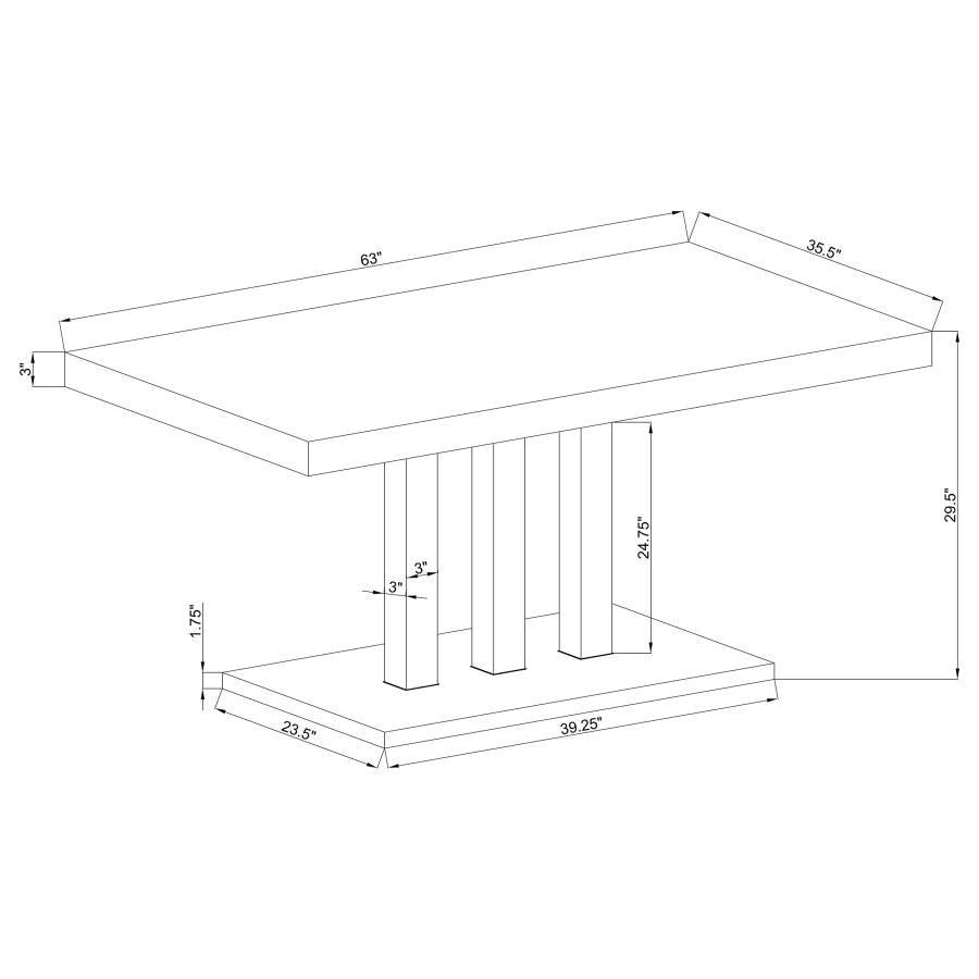 Brooklyn White High Gloss Rectangular 63-Inch Dining Table