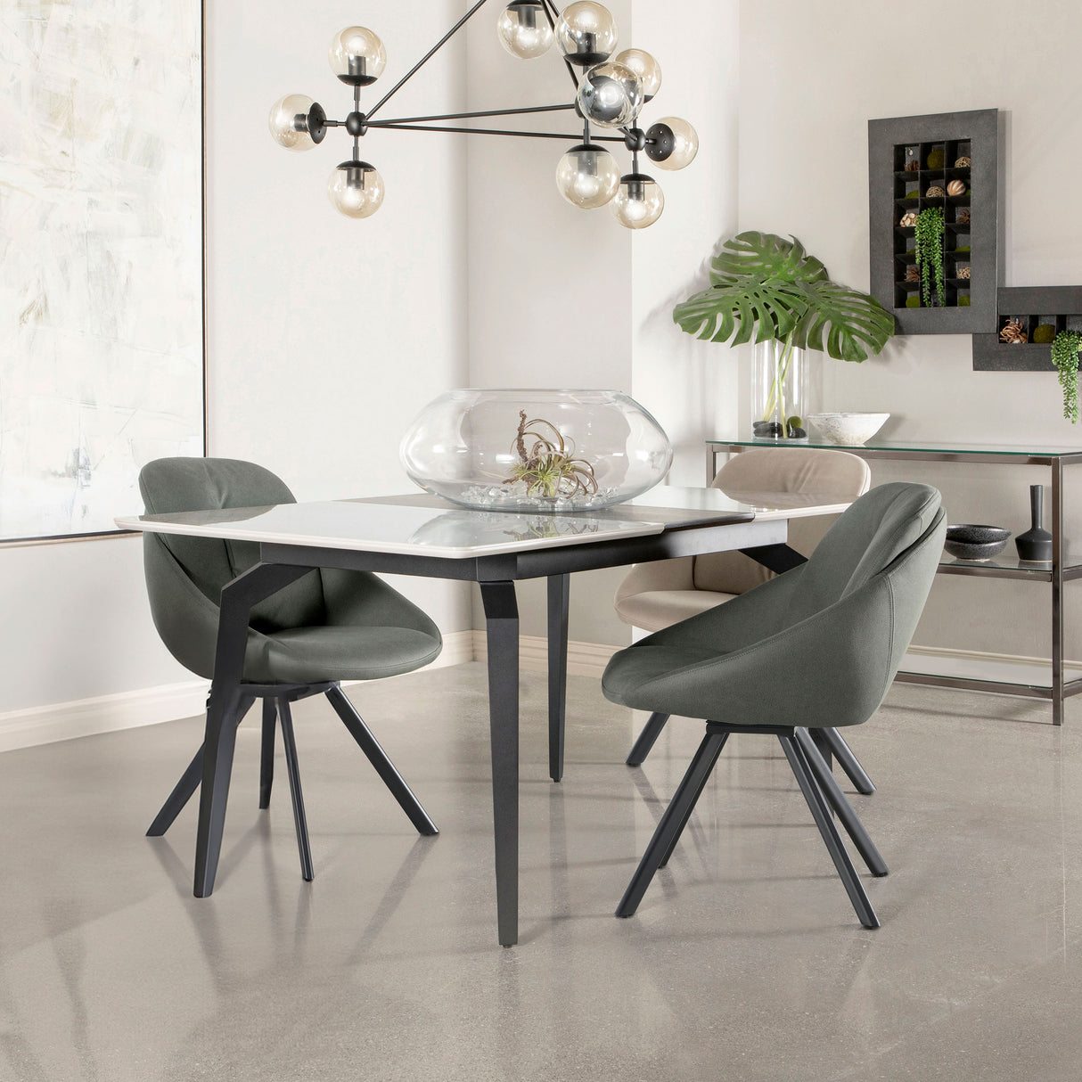 Mina Grey Ceramic Rectangular 65-Inch Extension Dining Table