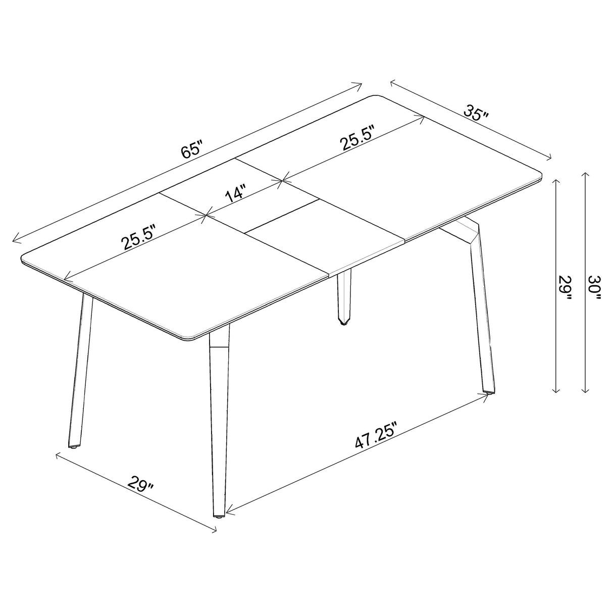 Mina Grey Ceramic Rectangular 65-Inch Extension Dining Table