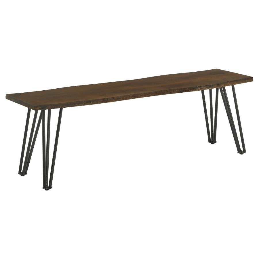 Topeka Live-Edge Dining Bench Mango Cocoa And Gunmetal