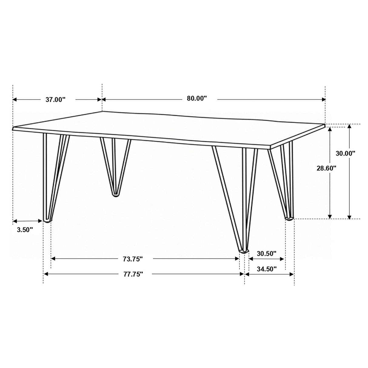 Neve Grey Sheesham 80-Inch Live Edge Dining Table