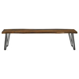 Neve Grey Sheesham Live Edge Wood Dining Bench Hairpin Legs