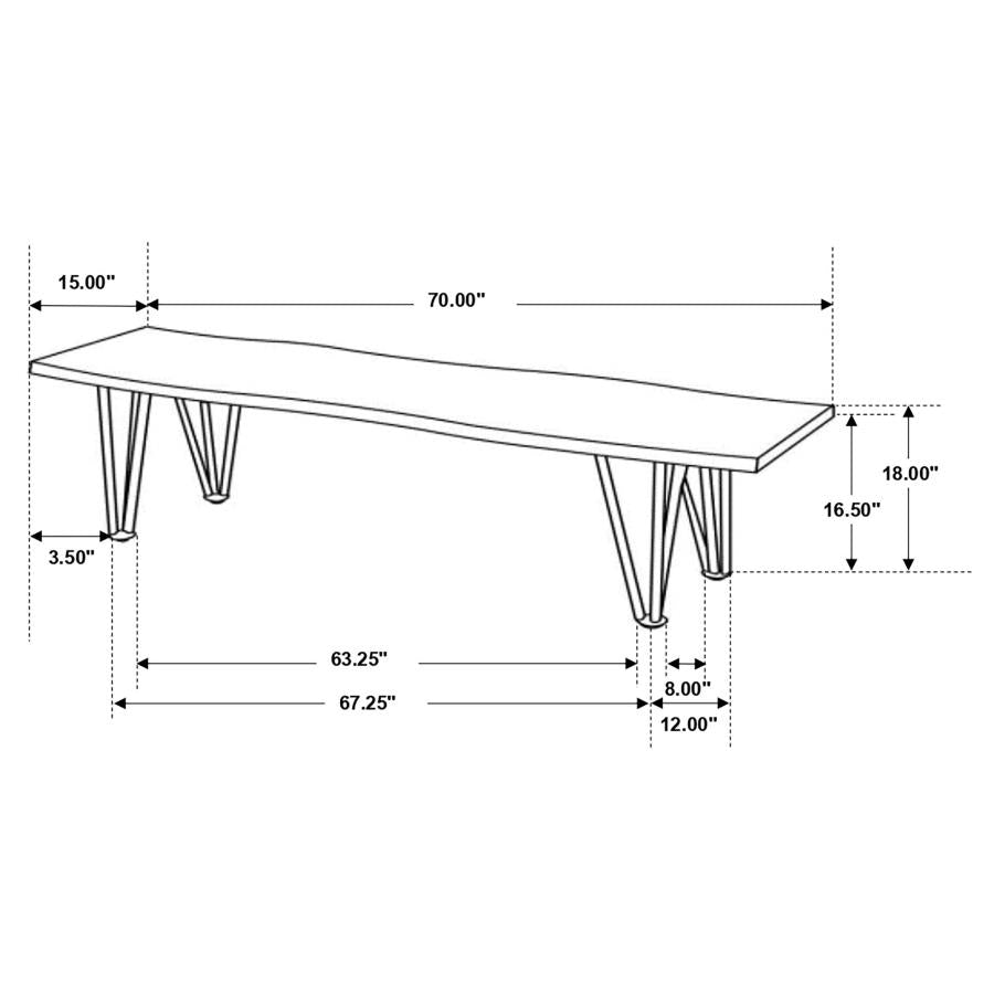 Neve Grey Sheesham Live Edge Wood Dining Bench Hairpin Legs