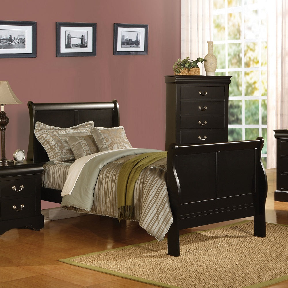 Louis Black Finish Philippe Iii Twin Bed