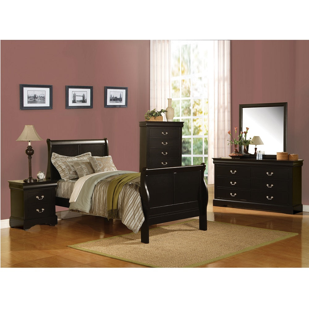 Louis Black Finish Philippe Iii Twin Bed