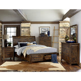 Jerrick Burnished Brown Queen Sleigh Platform Bed With Footboard Storage