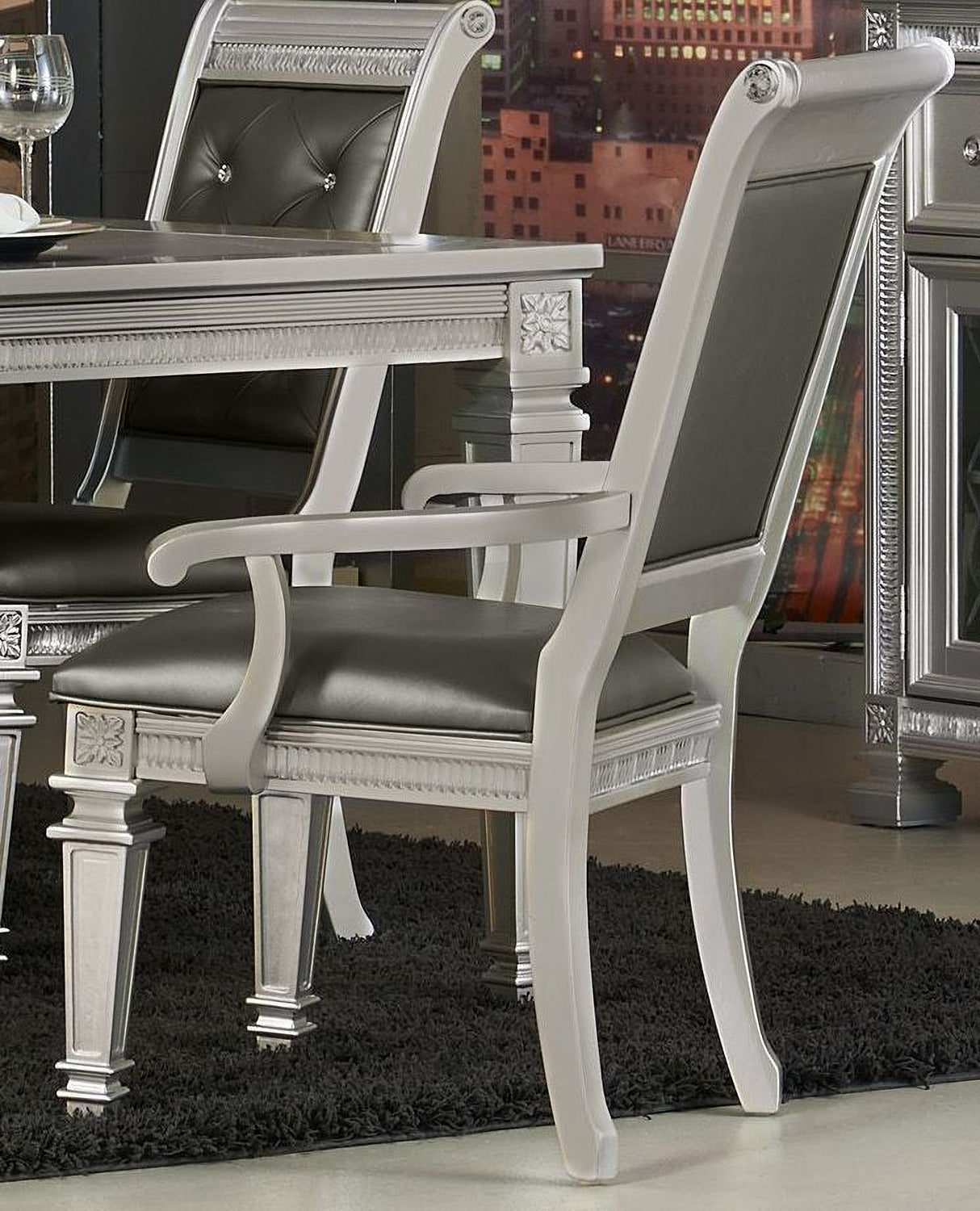 Bevelle Silver Extendable Dining Room Set