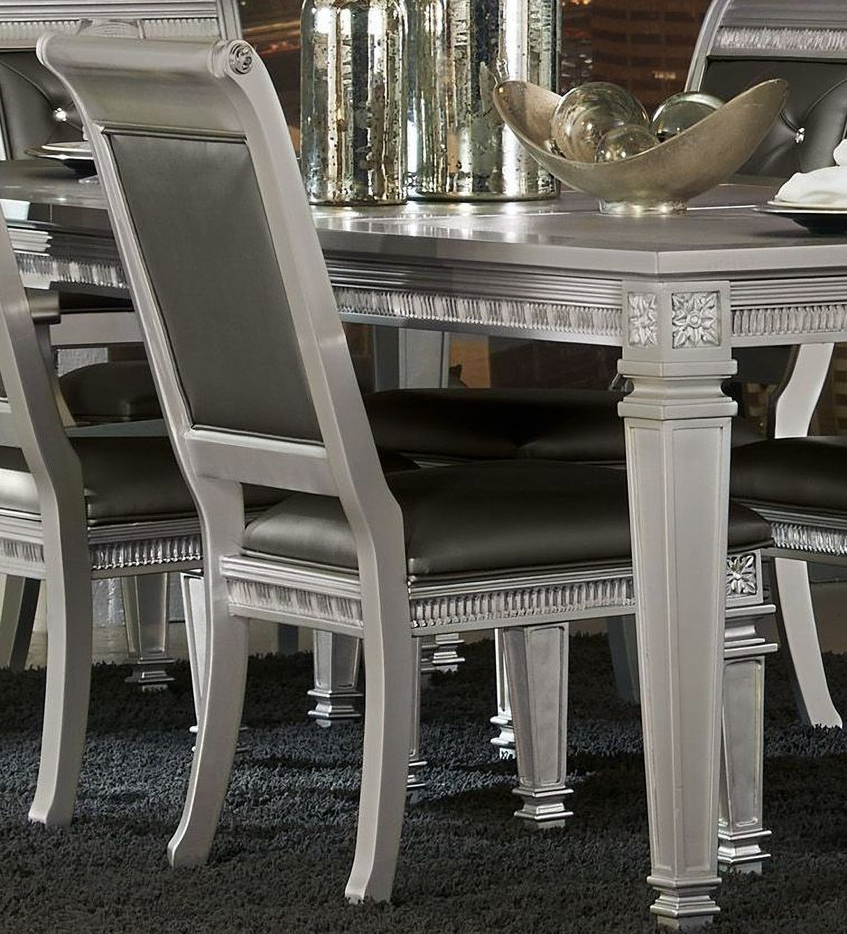 Bevelle Silver Extendable Dining Room Set