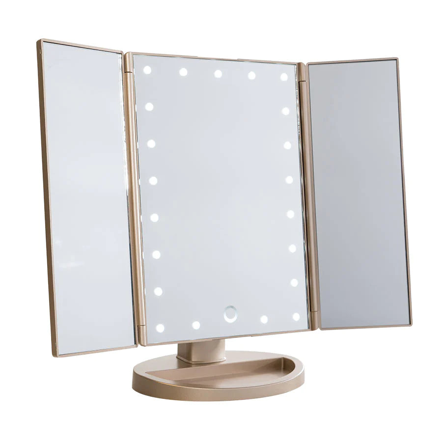 Touch Trifold Dimmable LED Makeup Mirror