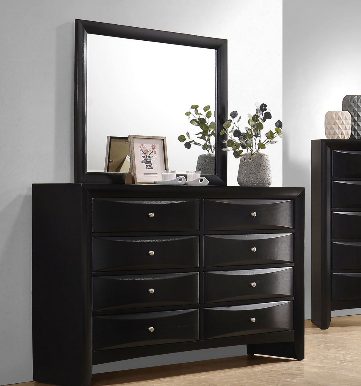 Briana Black 8-Drawer Dresser With Mirror