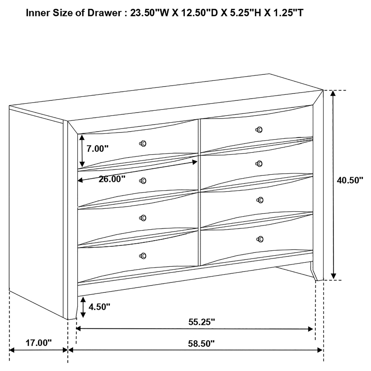 Briana Rectangular 8-Drawer Dresser Black