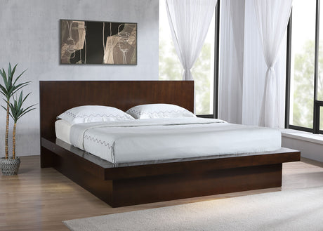 Jessica Cappuccino Wood Eastern King Led Panel Bed