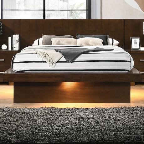 Jessica Cappuccino Wood Queen Led Panel Bed