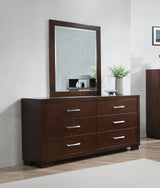 Jessica Cappuccino 6-Drawer Dresser With Mirror