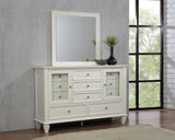 Sandy Beach Cream White 11-Drawer Dresser With Mirror