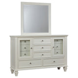 Sandy Beach Cream White 11-Drawer Dresser With Mirror