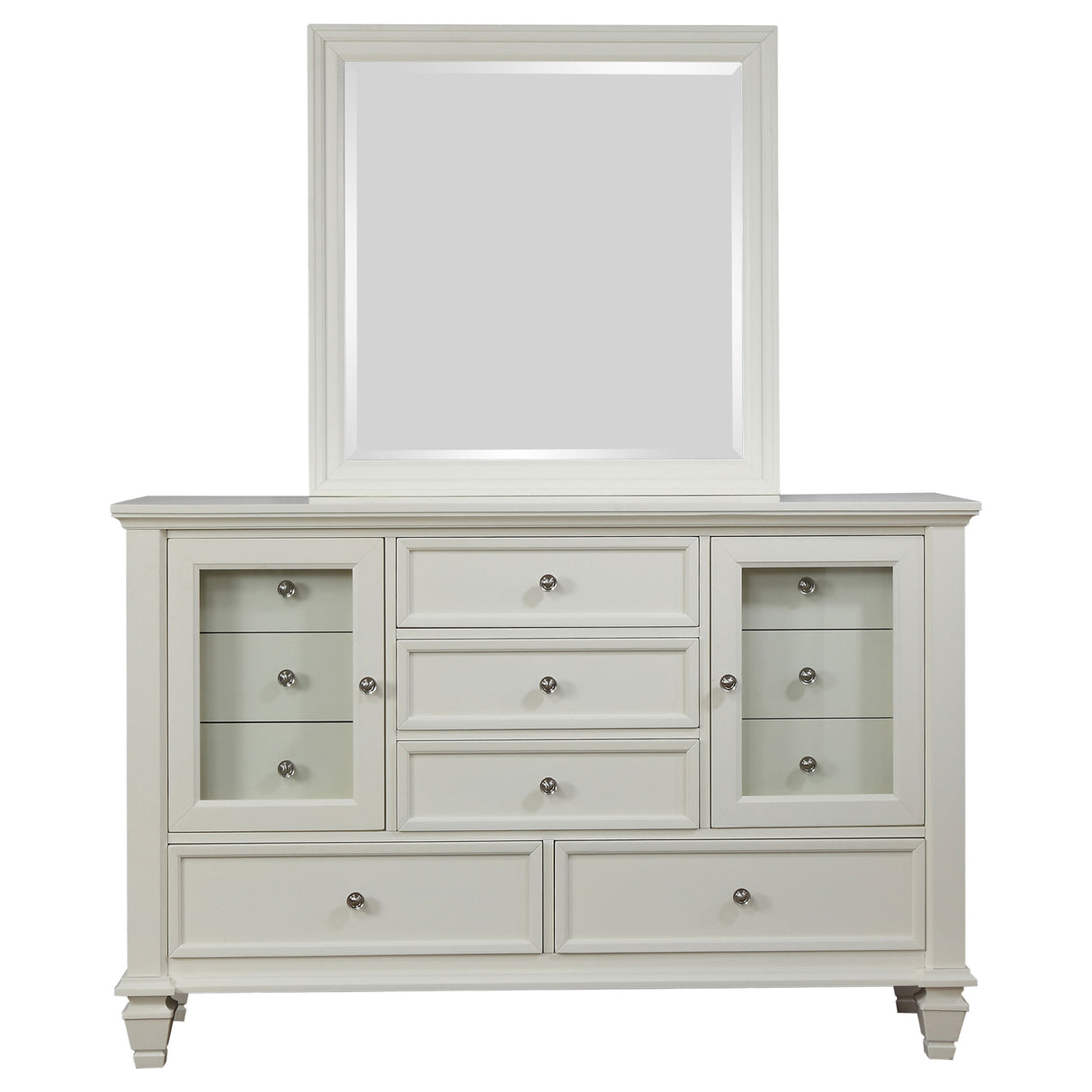 Sandy Beach Cream White 11-Drawer Dresser With Mirror