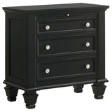 Sandy Beach 3-Drawer Nightstand Black