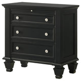 Sandy Beach 3-Drawer Nightstand Black