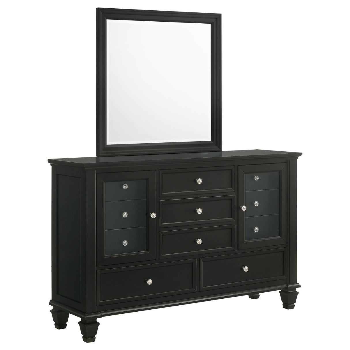 Sandy Beach Black 11-Drawer Dresser With Mirror